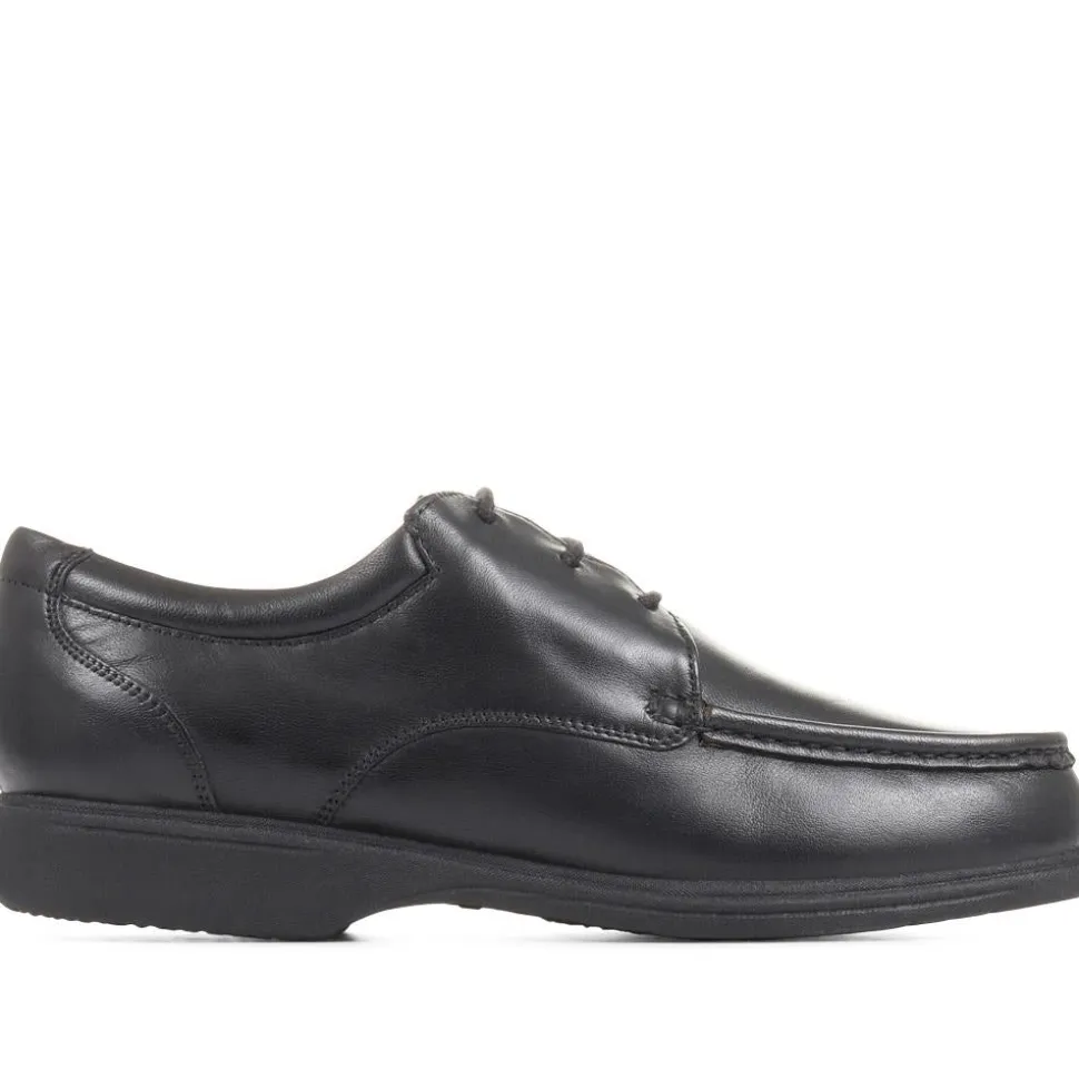 Wide Fit Leather Lace-Up Shoes - Black