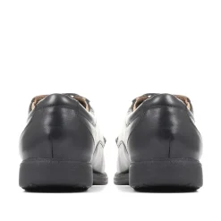 Wide Fit Leather Lace-Up Shoes - Black