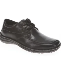 Wide Fit Leather Lace-Up Shoes - Black