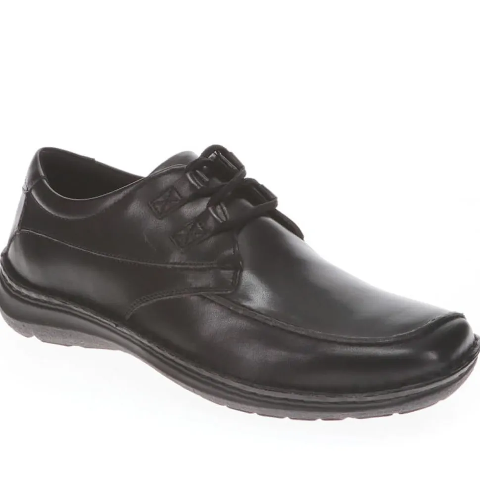 Wide Fit Leather Lace-Up Shoes - Black