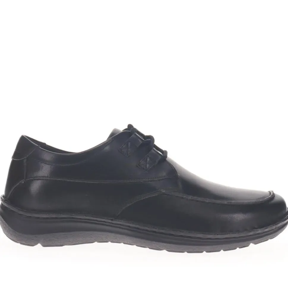 Wide Fit Leather Lace-Up Shoes - Black