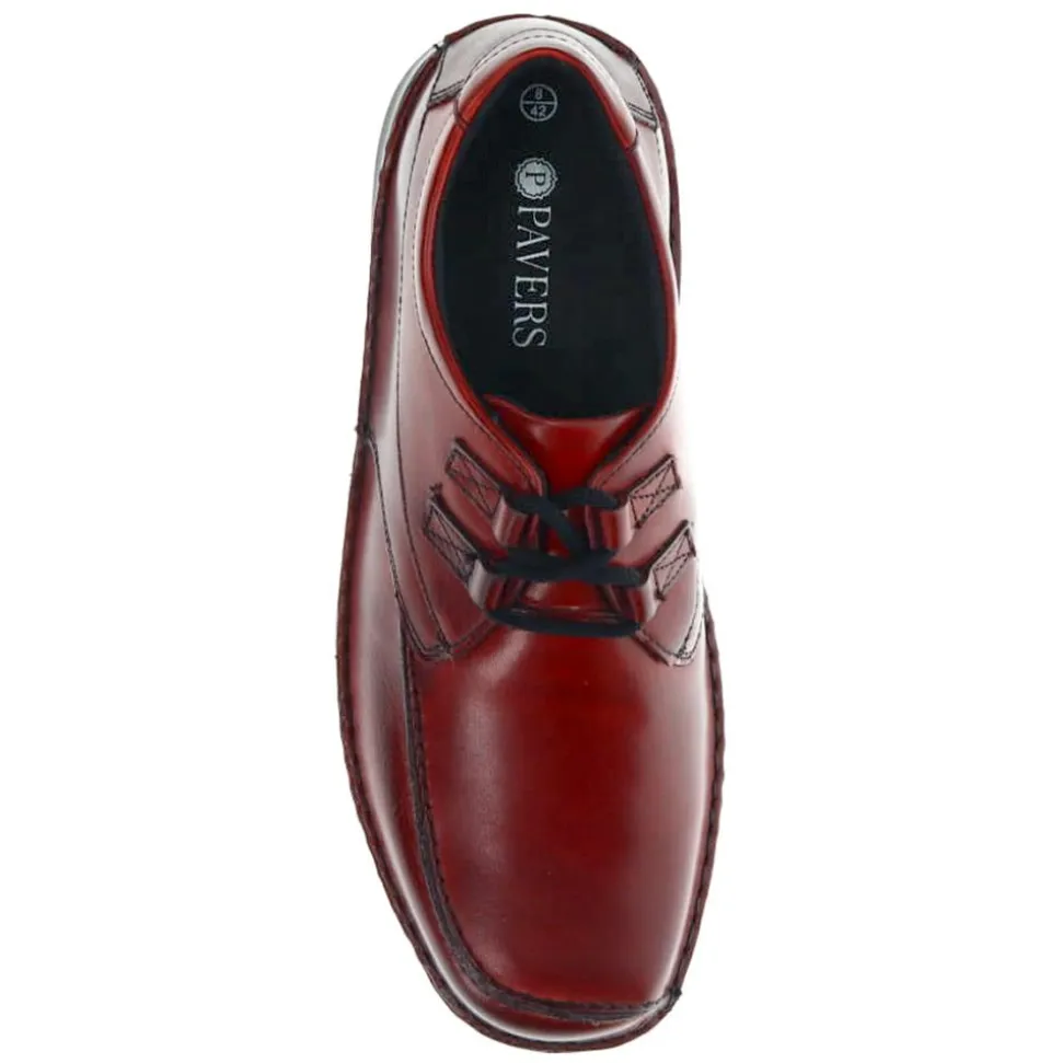Wide Fit Leather Lace-Up Shoes - Bordeaux