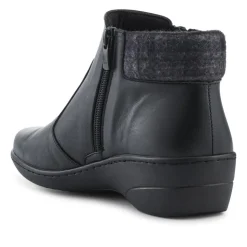 Wide-Fit Leather Lightweight Ankle Boots - Black