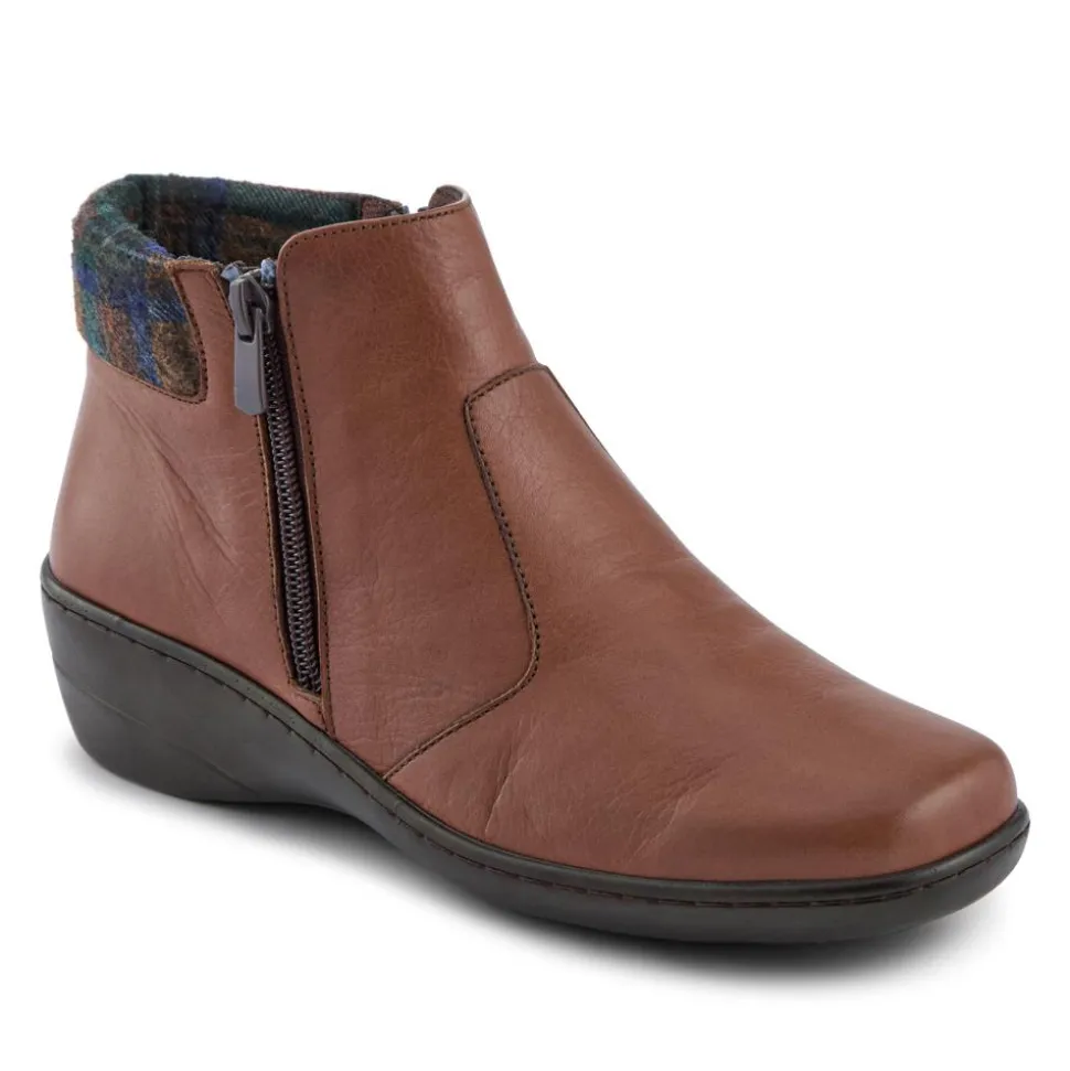 Wide-Fit Leather Lightweight Ankle Boots - Tan