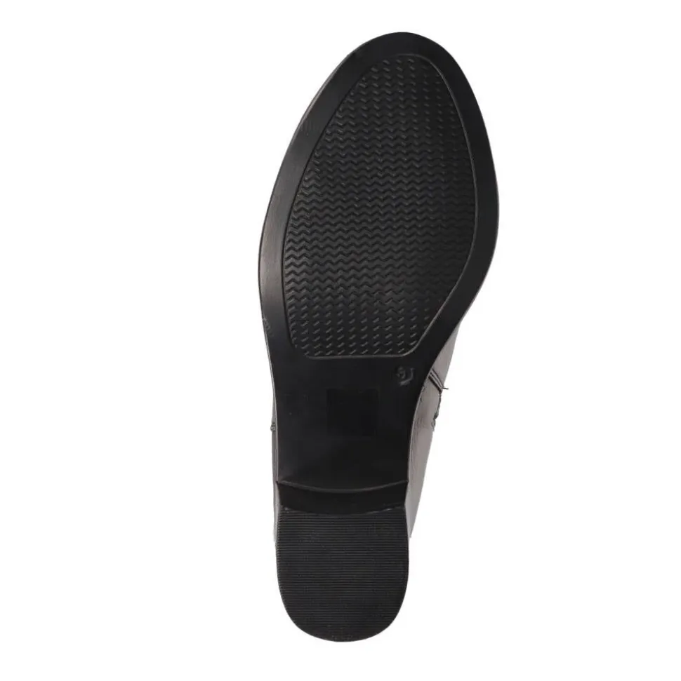 Wide-Fit Leather Long Boots - Black