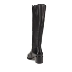 Wide-Fit Leather Long Boots - Black