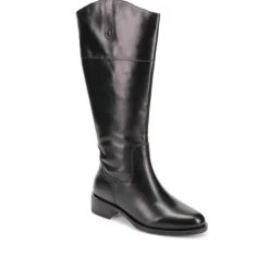 Wide-Fit Leather Long Boots - Black