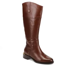 Wide-Fit Leather Long Boots - Tan