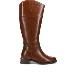 Wide-Fit Leather Long Boots - Tan