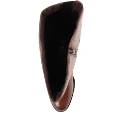 Wide-Fit Leather Long Boots - Tan