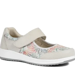 Wide Fit Leather Mary Janes - BEIGE FLORAL