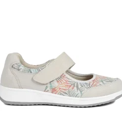 Wide Fit Leather Mary Janes - BEIGE FLORAL
