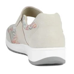 Wide Fit Leather Mary Janes - BEIGE FLORAL