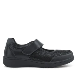 Wide Fit Leather Mary Janes - Black
