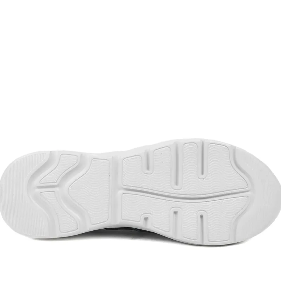 Wide Fit Leather Memory Foam Trainers - Navy