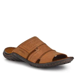 Wide-Fit Leather Mule Sandals - Brown