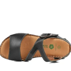 Wide Fit Leather Sandals With Buckle Fastening - Black