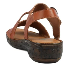 Wide Fit Leather Sandals With Buckle Fastening - Tan