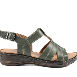 Wide Fit Leather Slingback Sandals - Khaki