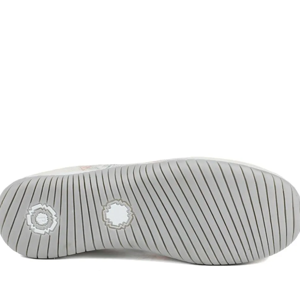 Wide Fit Leather Slip On Comfort Trainers - BEIGE FLORAL