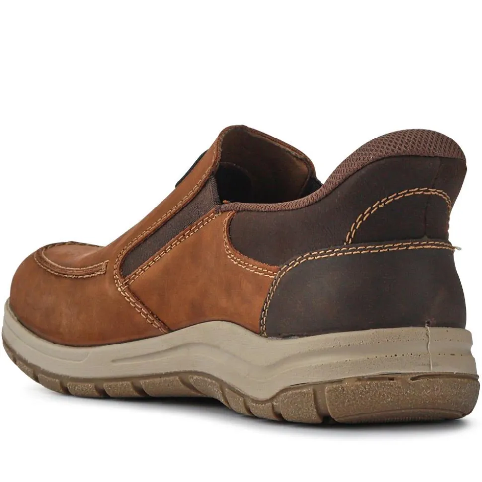 Wide-Fit Leather Slip-Ons - Brown