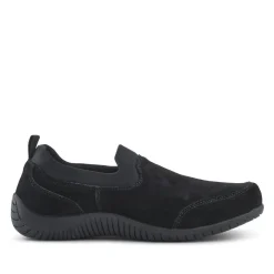 Wide-Fit Leather Slip-On Shoes - Black