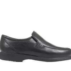 Wide Fit Leather Slip-On Shoes - Black
