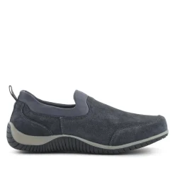 Wide-Fit Leather Slip-On Shoes - Grey
