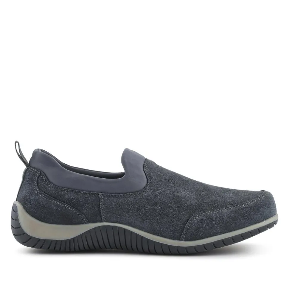 Wide-Fit Leather Slip-On Shoes - Grey