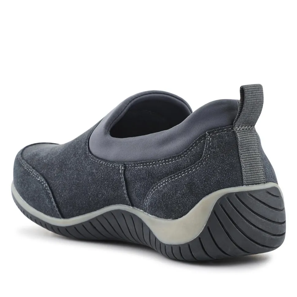 Wide-Fit Leather Slip-On Shoes - Grey