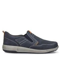 Wide-Fit Leather Slip-On Shoes - Navy