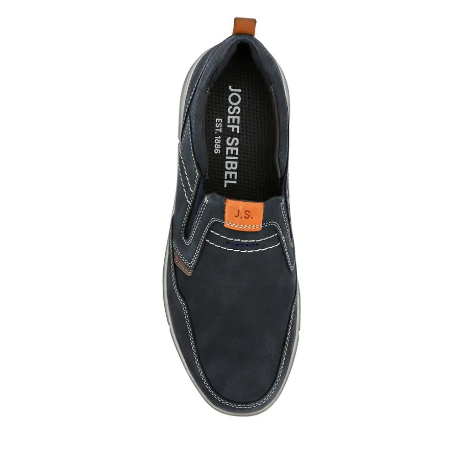 Wide-Fit Leather Slip-On Shoes - Navy