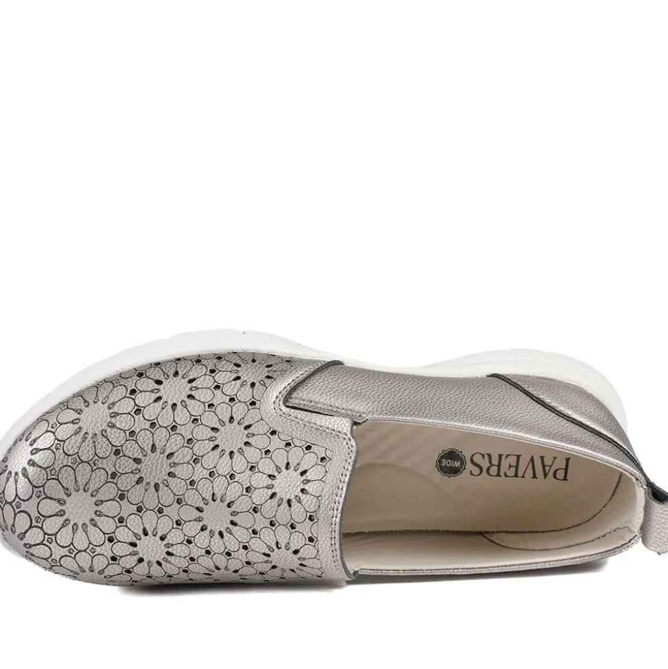 Wide Fit Leather Slip-On Shoes - Pewter