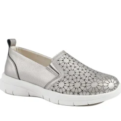 Wide Fit Leather Slip-On Shoes - Pewter