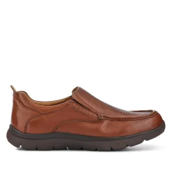 Wide Fit Leather Slip-On Shoes - Tan