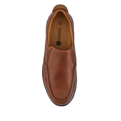 Wide Fit Leather Slip-On Shoes - Tan