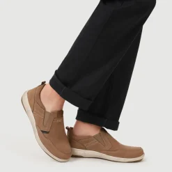 Wide-Fit Leather Slip-On Shoes - Taupe