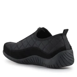 Wide Fit Leather Slip-On Shoes With Zip Fastening - Black