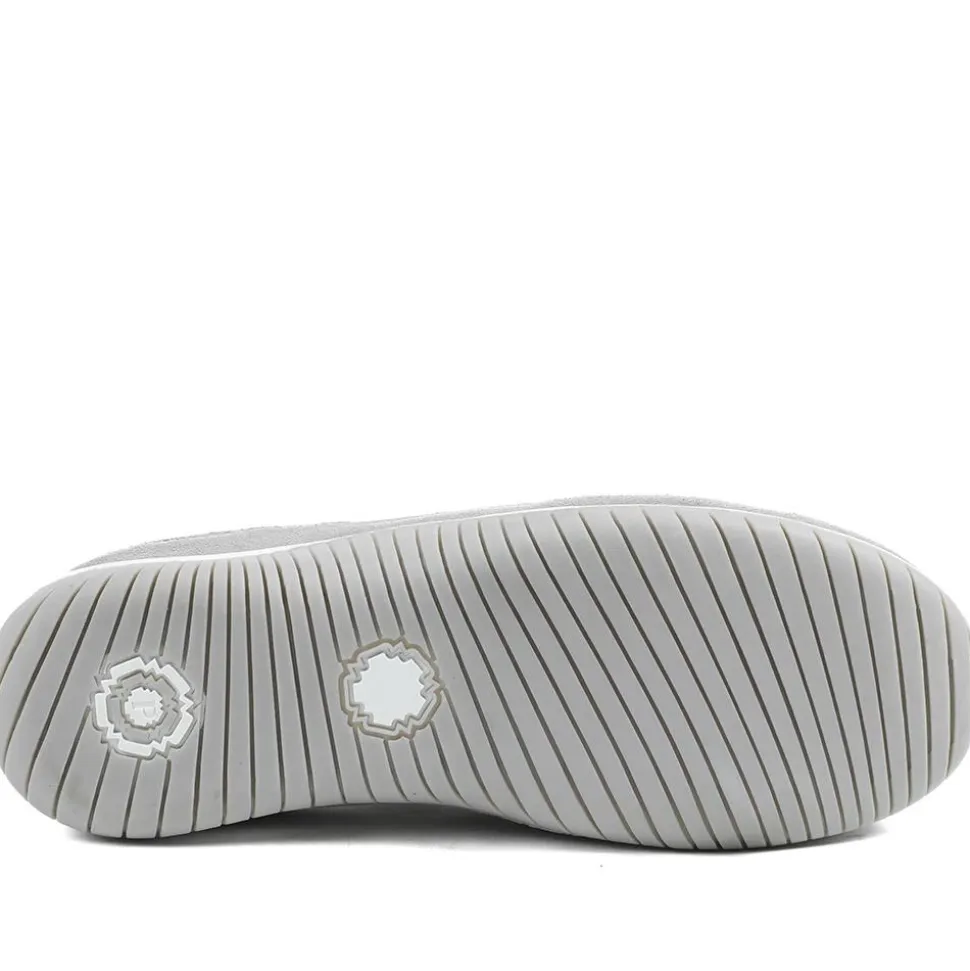 Wide Fit Leather Slip-On Shoes With Zip Fastening - Light Grey
