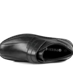 Wide Fit Leather Smart Adjustable Fit Shoes - Black