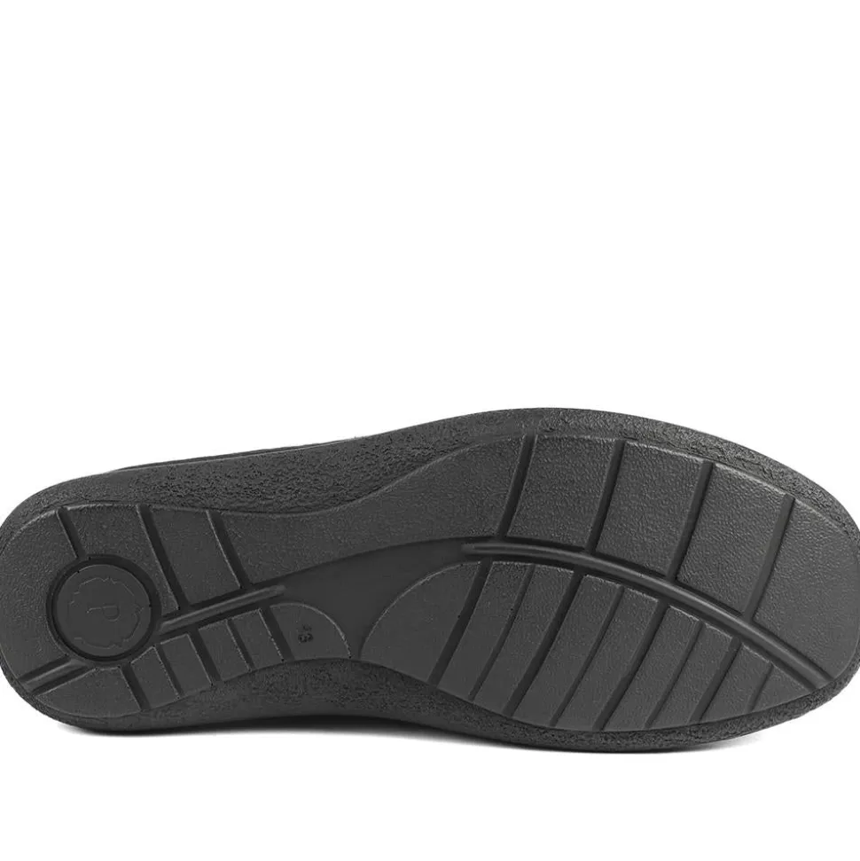 Wide Fit Leather Smart Adjustable Fit Shoes - Black