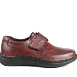 Wide Fit Leather Smart Adjustable Fit Shoes - Bordeaux