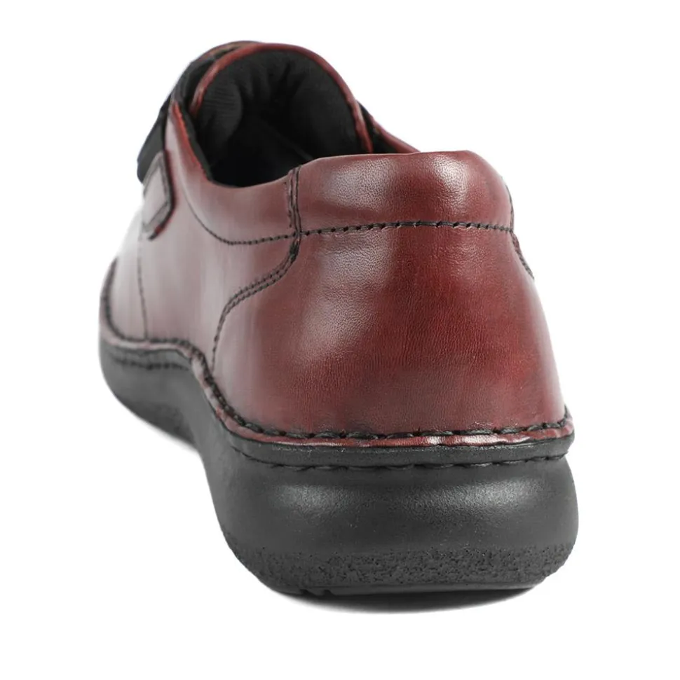 Wide Fit Leather Smart Adjustable Fit Shoes - Bordeaux