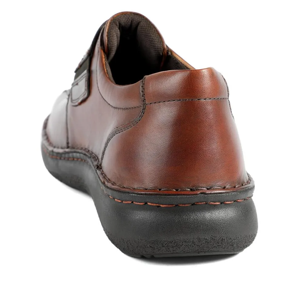 Wide Fit Leather Smart Adjustable Fit Shoes - Cognac