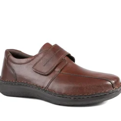 Wide Fit Leather Smart Adjustable Fit Shoes - Dark Brown