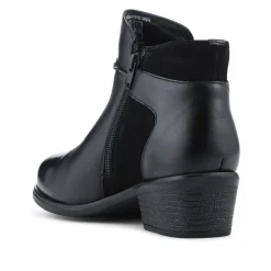 Wide Fit Leather Tasselled Block Heel Ankle Boots - Black