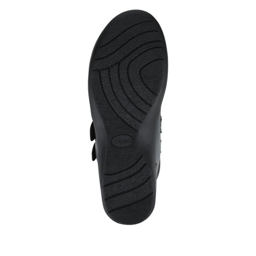 Wide Fit Leather Touch Fasten Boots - Black