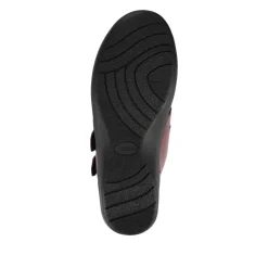 Wide Fit Leather Touch Fasten Boots - Burgundy