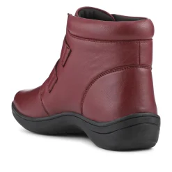 Wide Fit Leather Touch Fasten Boots - Burgundy