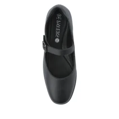 Wide Fit Leather Touch-Fasten Mary Janes - Black